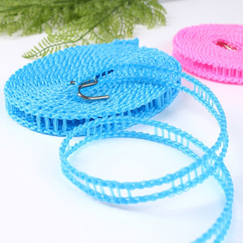 3 Meter Windproof Anti-Slip Cloth lines Drying Nylon Rope with Hooks Slip-resistant  clothesline rope portable clothes rope 1 Pc